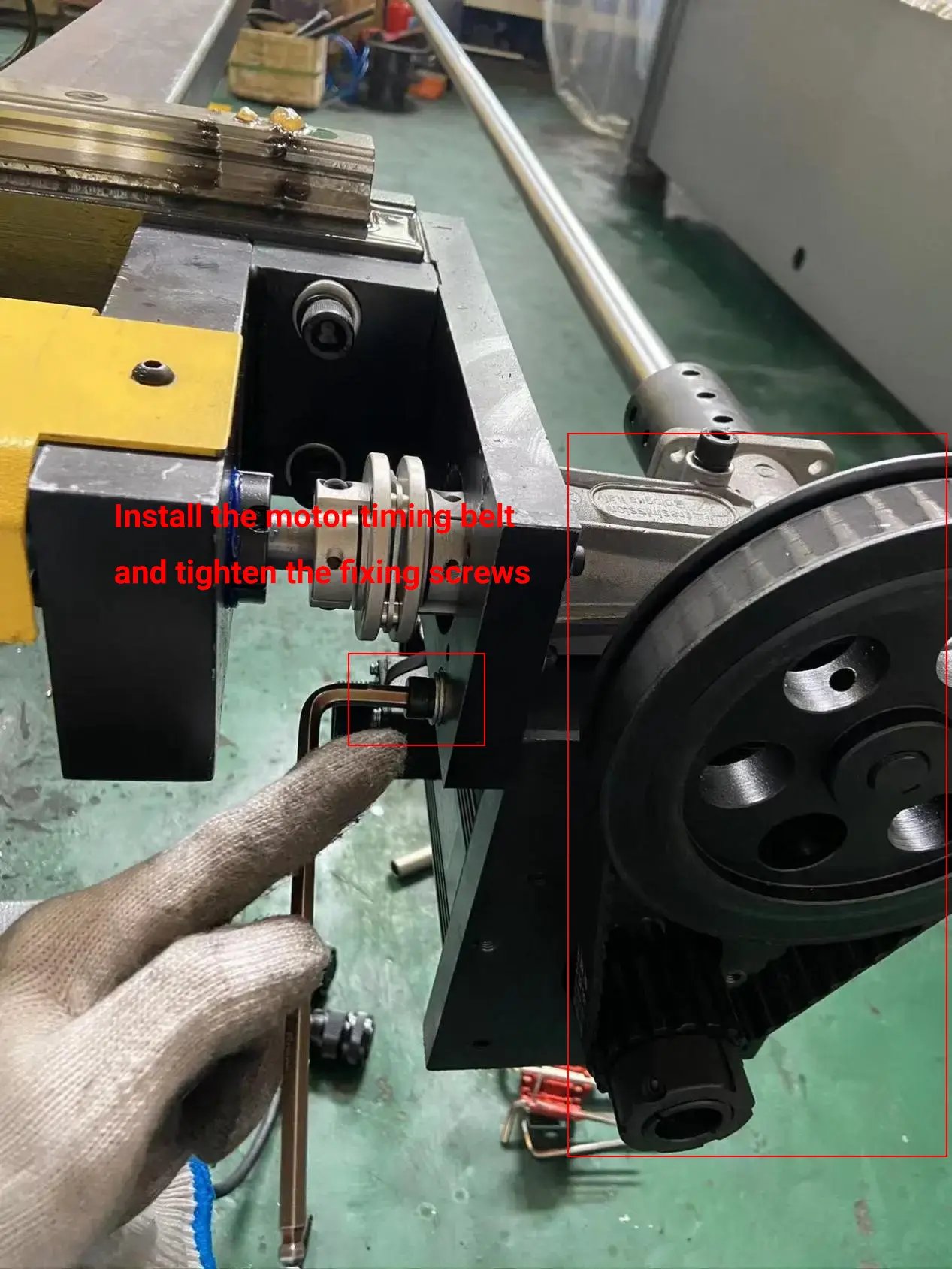 Install the motor timing belt