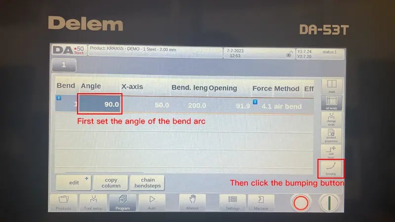 Prensa dobradeira CNC DELEM DA53T (dobra em arco) – IV - Imagens 6 Botão de atualização da página do programa DA-53T
