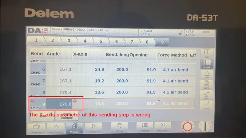 Prensa dobradeira CNC DELEM DA53T (dobra em arco) – IV - Imagens 8 O programa DA-53T adiciona páginas automaticamente.
