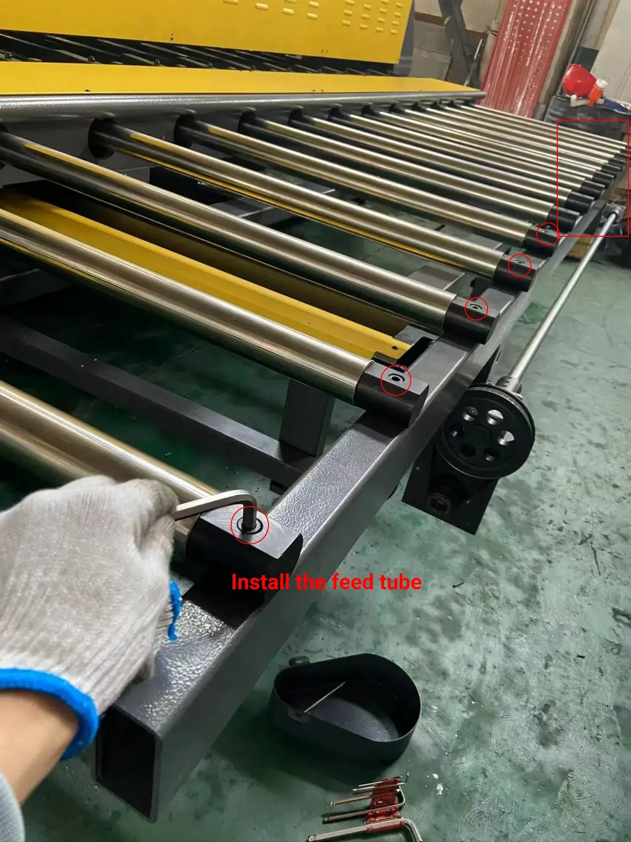 Install the feed tube