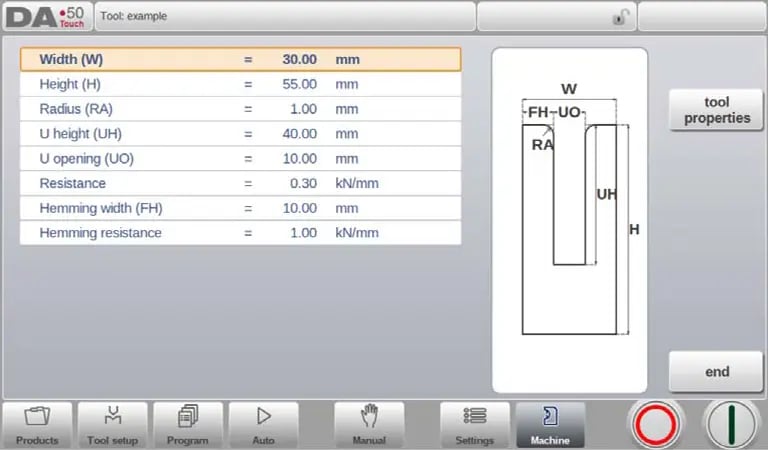 Instalação da prensa dobradeira chinesa DELEM DA53T (Configuração da ferramenta) - II - Matriz de dobra em U com bainha de ar
