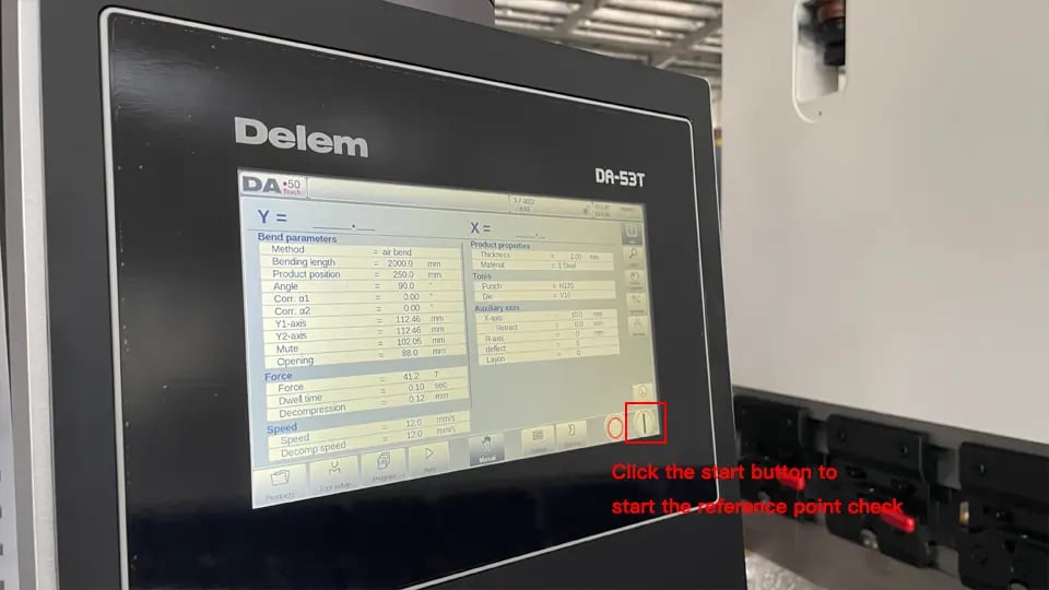 Botão de inicialização da página do manual DA-53T