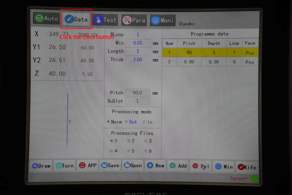 Click the Data button