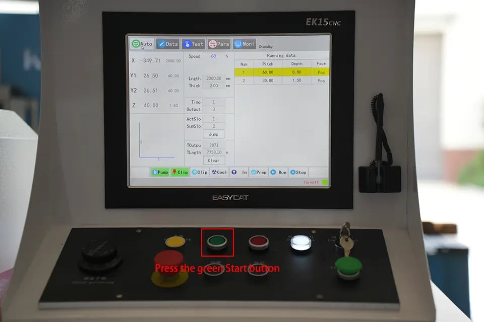 Press the green Start button