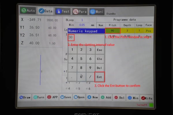 Set the slotting interval of step 1