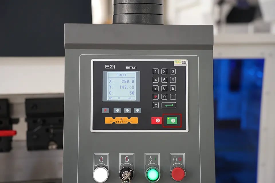 Start button on the controller panel