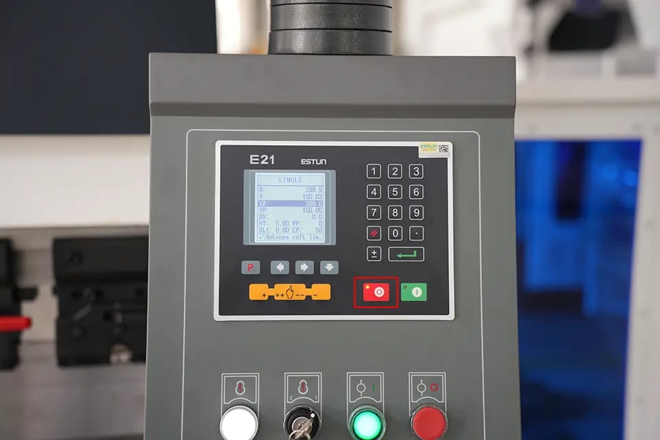 Stop button on the controller panel