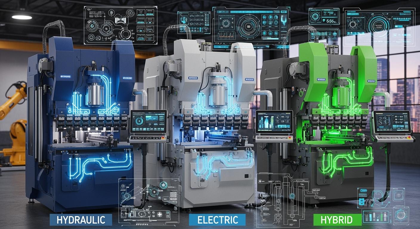 Prensas dobradeiras em 2026: opções hidráulicas, elétricas e híbridas