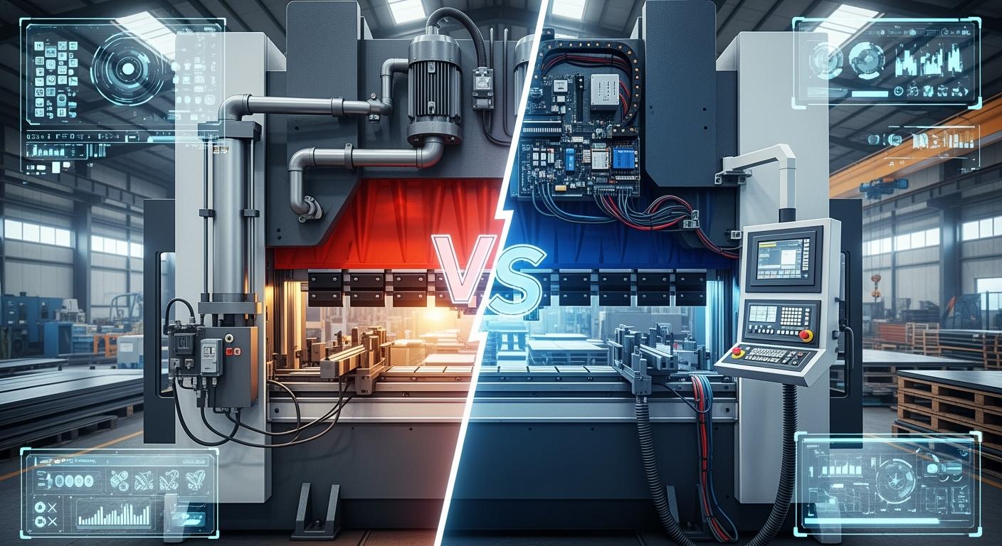 Qual prensa dobradeira CNC de 200 toneladas é a mais eficiente: hidráulica ou eletrônica?